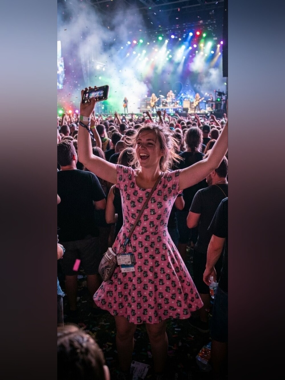 Eva Rose Raccoon Pink Polka Dot Fit & Flare Swing Dress with Pockets - Picture 8 of 8